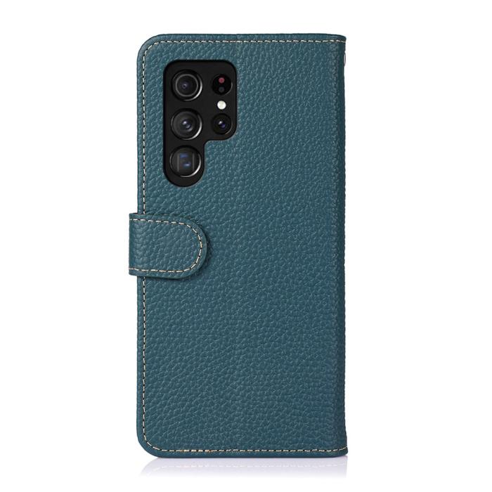Bild 3, KHAZNEH Samsung Galaxy S22 Ultra Fodral Litchi Äkta Läder Grön
