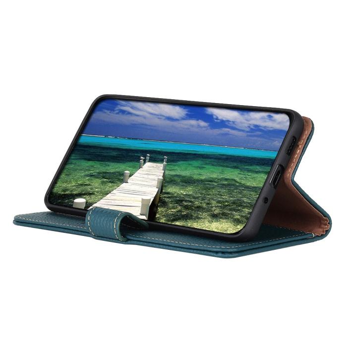 Bild 4, KHAZNEH Samsung Galaxy S22 Ultra Fodral Litchi Äkta Läder Grön