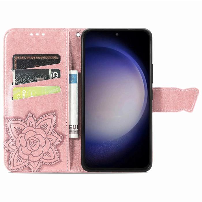 Bild 2, Samsung Galaxy S23 FE Fodral Fjäril Tryck Roséguld
