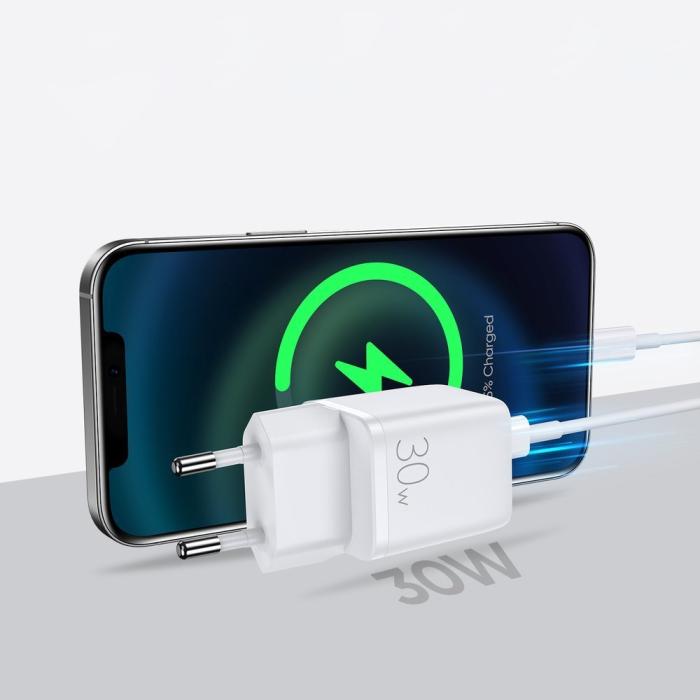 Bild 5, Joyroom 30W PD QC USB-C / USB-A Väggladdare Vit