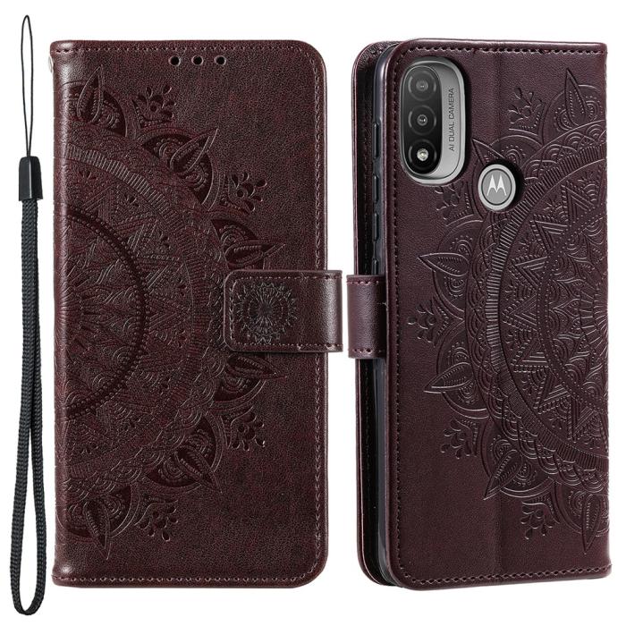 Bild 1, Motorola Moto E20 / E40 Fodral Mandala Läder Brun