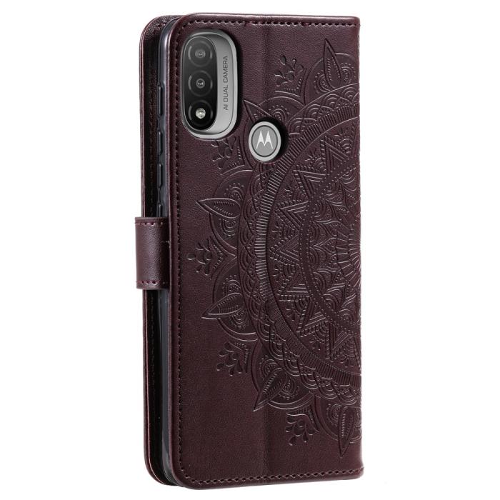Bild 3, Motorola Moto E20 / E40 Fodral Mandala Läder Brun