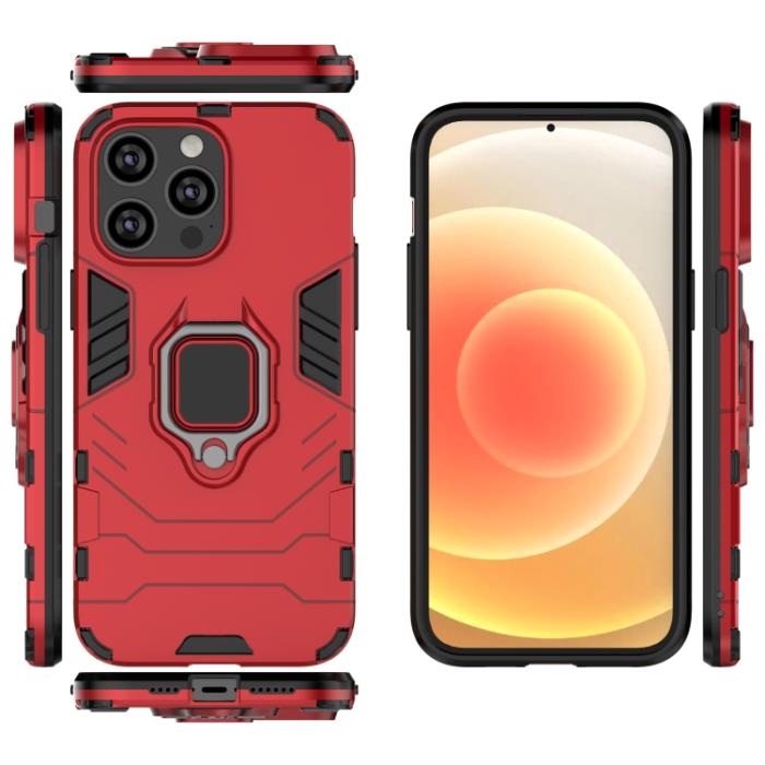 Bild 4, iPhone 14 Pro Skal Hybrid Ring Röd