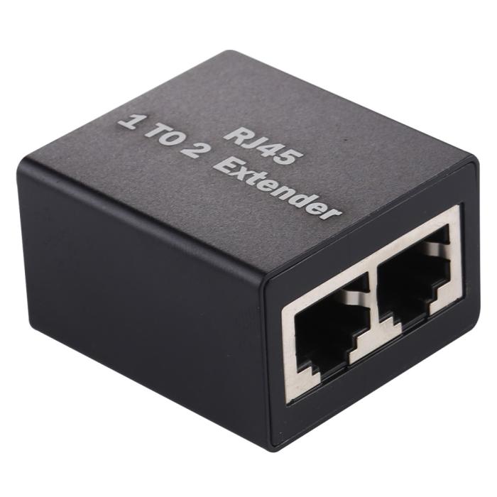 Bild 2, 2-PACK RJ45 Splitter Ethernet LAN Adapter Svart