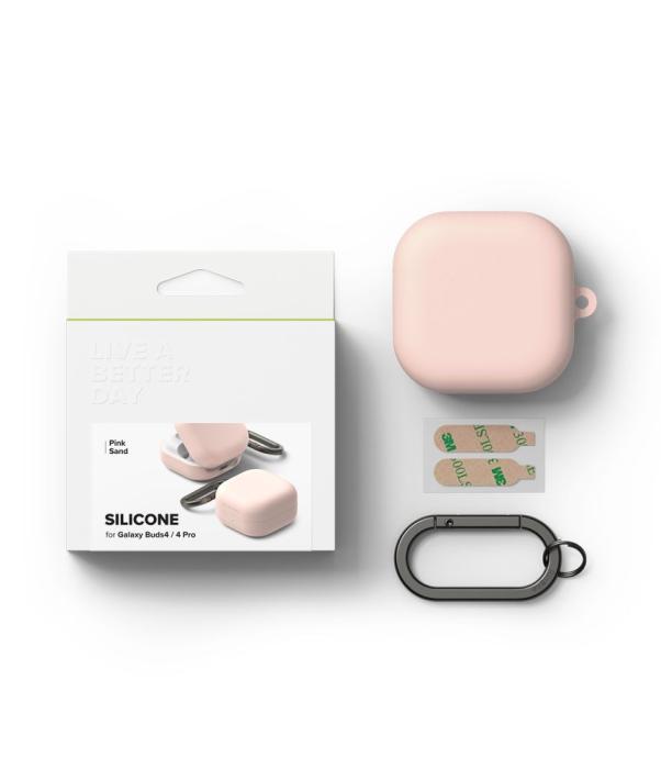 Bild 6, Ringke Galaxy Buds 4 / 4 Pro Skal Silikon Pink Sand
