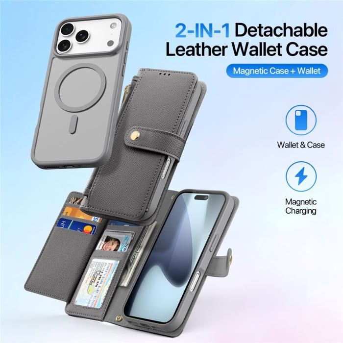 Bild 3, DUX DUCIS iPhone 17 Pro 2in1 Magnet Fodral Lawa Series Grå