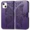 iPhone 13 - Butterfly Print Läder Fodral - Lila