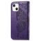 iPhone 13 - Butterfly Print Läder Fodral - Lila
