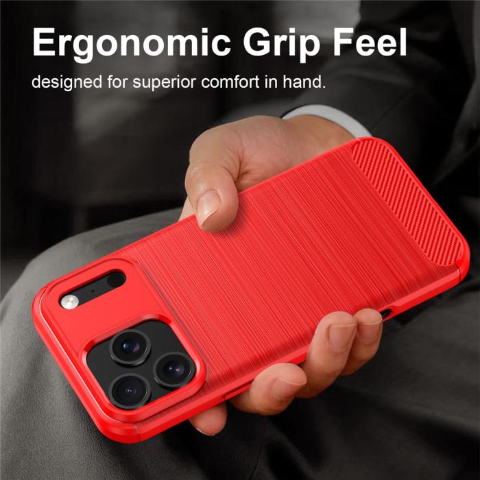 Bild 2, iPhone 18 Pro / 17 Pro Skal TPU Kolfiber Textur Röd