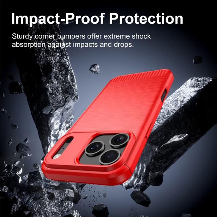 Bild 4, iPhone 18 Pro / 17 Pro Skal TPU Kolfiber Textur Röd