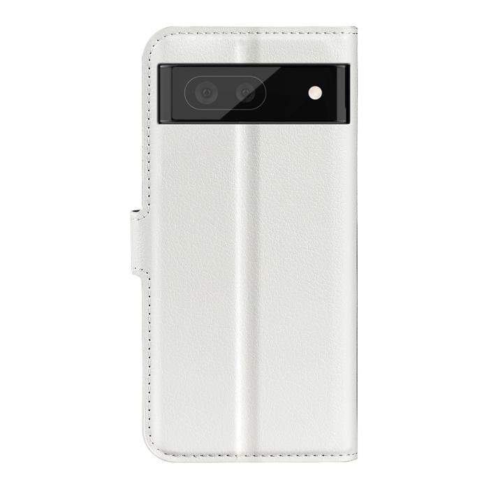 Bild 3, Google Pixel 6A Fodral Litchi Läder Vit
