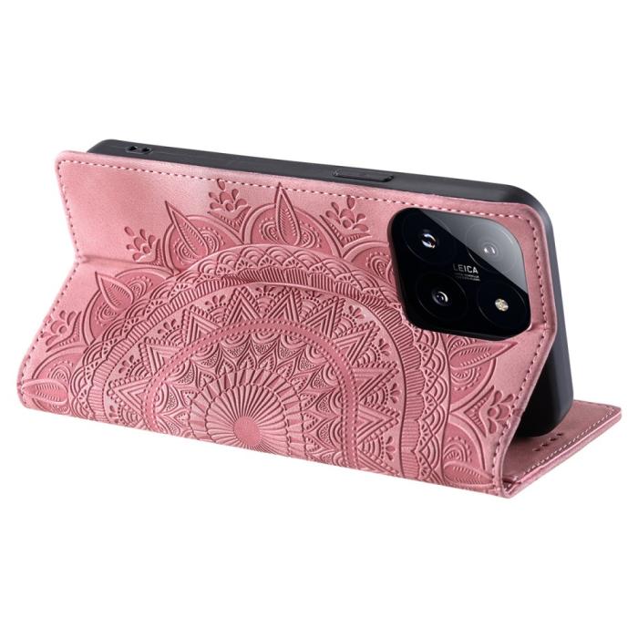 Bild 4, Xiaomi 14 Fodral Mandala Flip Läder Roséguld