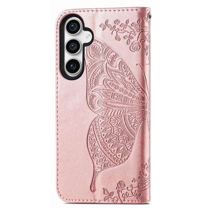 Bild 4, Samsung Galaxy S23 FE Fodral Fjäril Tryck Roséguld