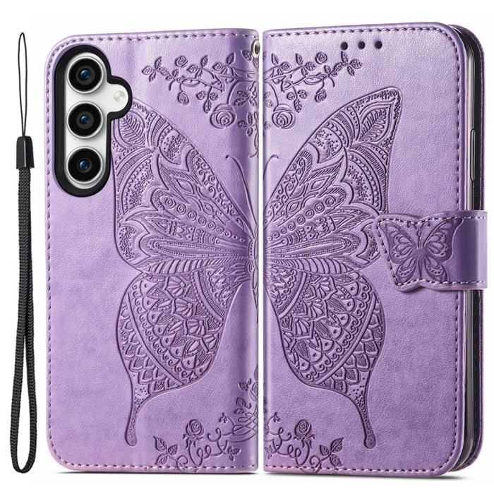 Bild 1, Samsung Galaxy S23 FE Fodral Fjäril Tryck Ljus Lila