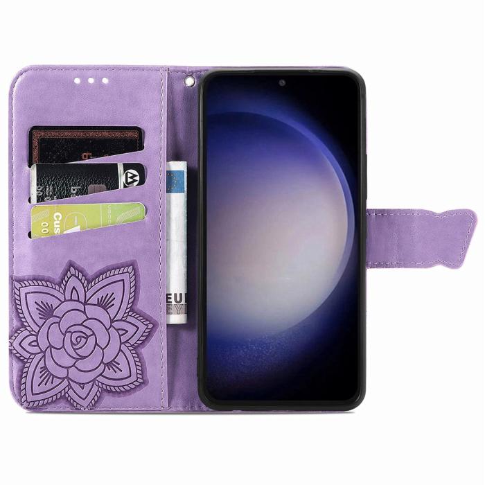 Bild 2, Samsung Galaxy S23 FE Fodral Fjäril Tryck Ljus Lila
