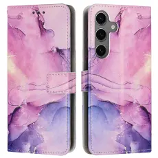 Samsung Galaxy A26/A17/A16 Fodral L&auml;der Marmor Lila