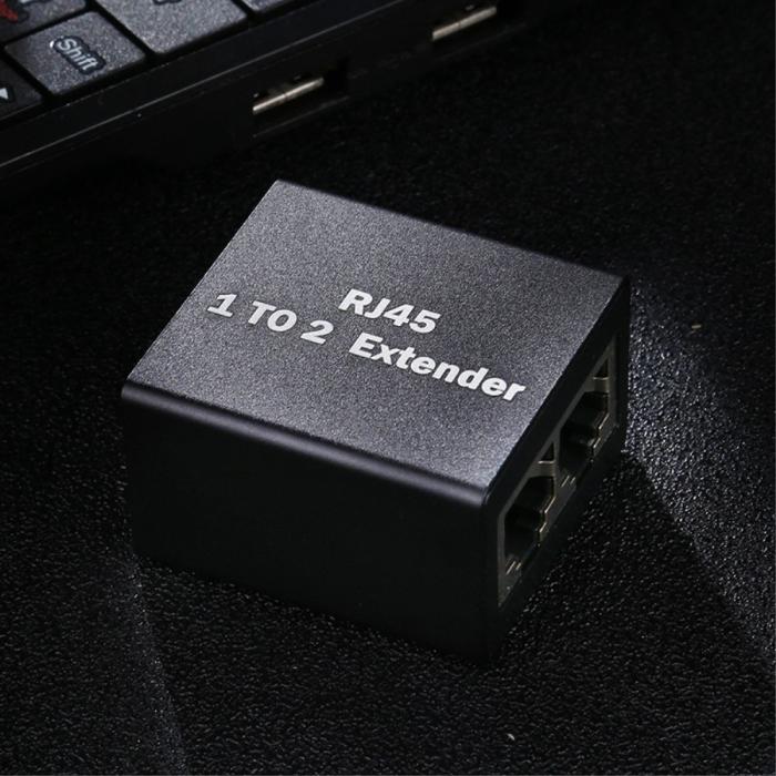 Bild 5, 2-PACK RJ45 Splitter Ethernet LAN Adapter Svart