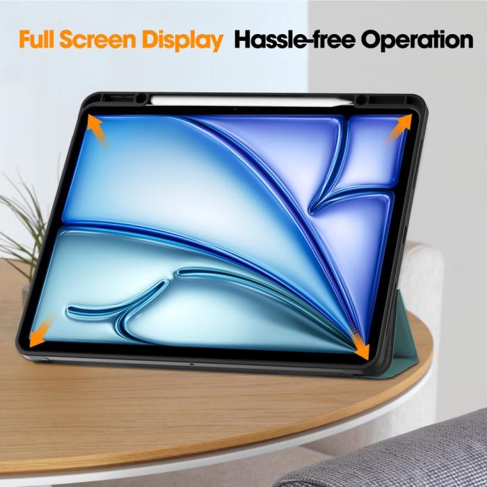 Bild 5, iPad Air 13 2026-2024 Fodral Tri-Fold Pennhållare Grön
