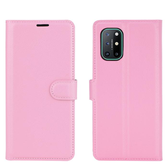 Bild 2, OnePlus 8T / 8T+ - Litchi Läder Fodral - Ljus Rosa