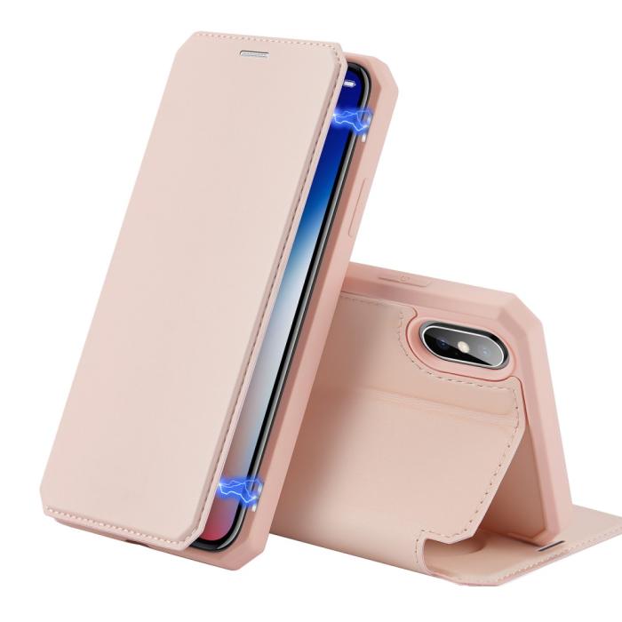 Bild 1, iPhone X/Xs - DUX DUCIS Shockproof Plånboksfodral - Roséguld