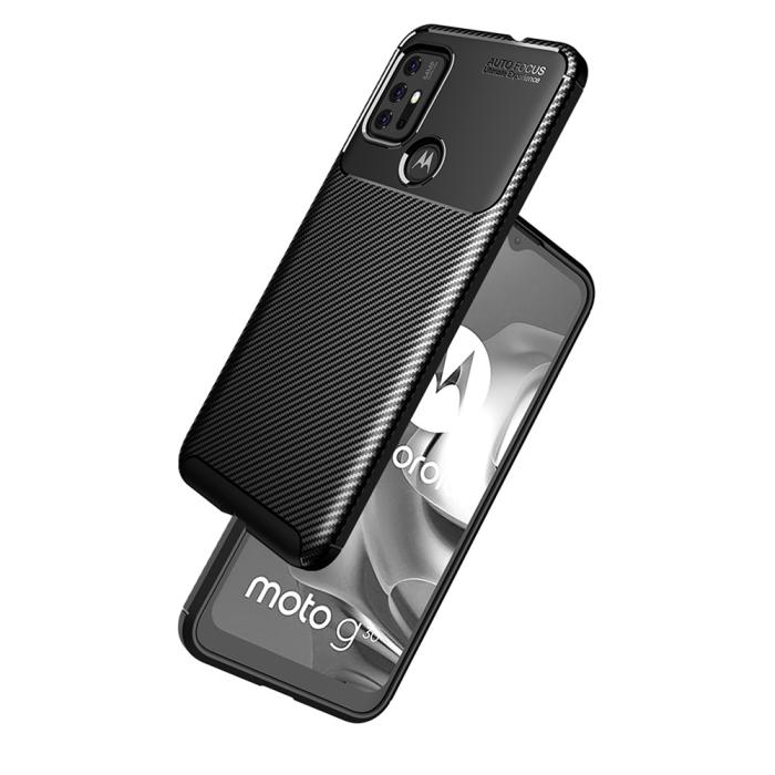 Bild 2, Motorola Moto G10/G20/G30 - Kolfiber Textur Skal - Svart