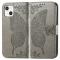 iPhone 13 - Butterfly Print Läder Fodral - Grå