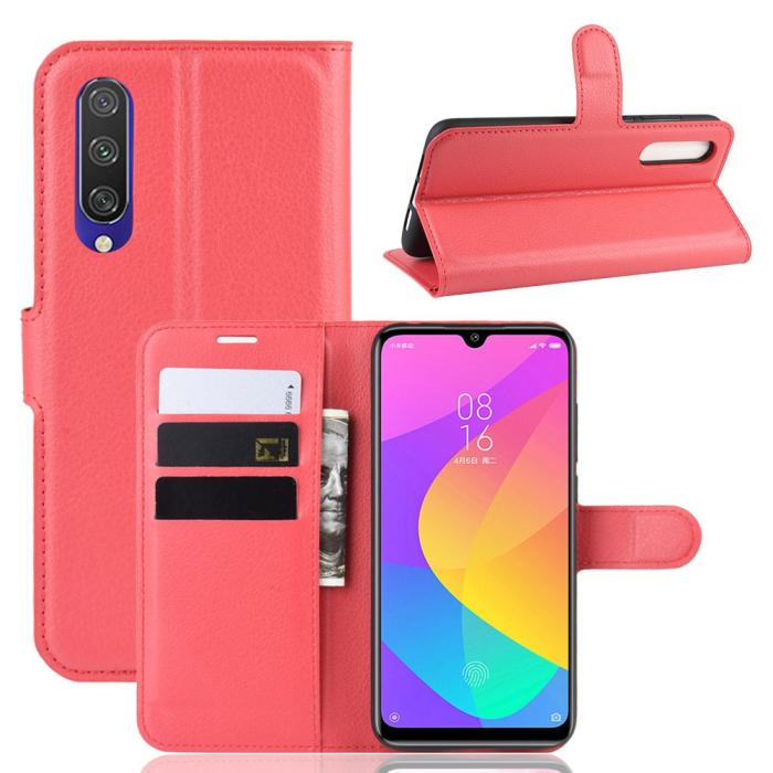 Bild 1, Xiaomi Mi A3 - Litchi Plånboksfodral - Röd