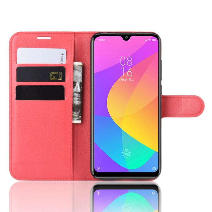 Bild 4, Xiaomi Mi A3 - Litchi Plånboksfodral - Röd