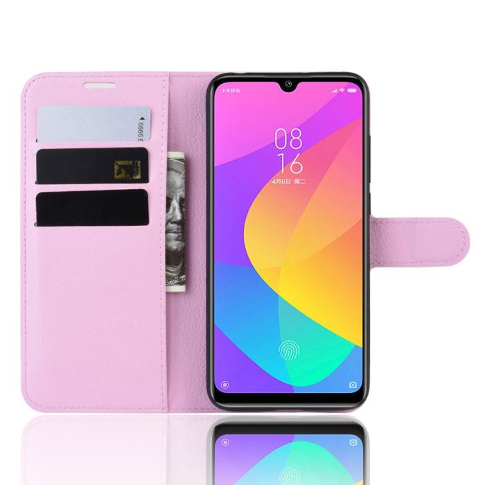Bild 4, Xiaomi Mi A3 - Litchi Plånboksfodral - Ljus Rosa