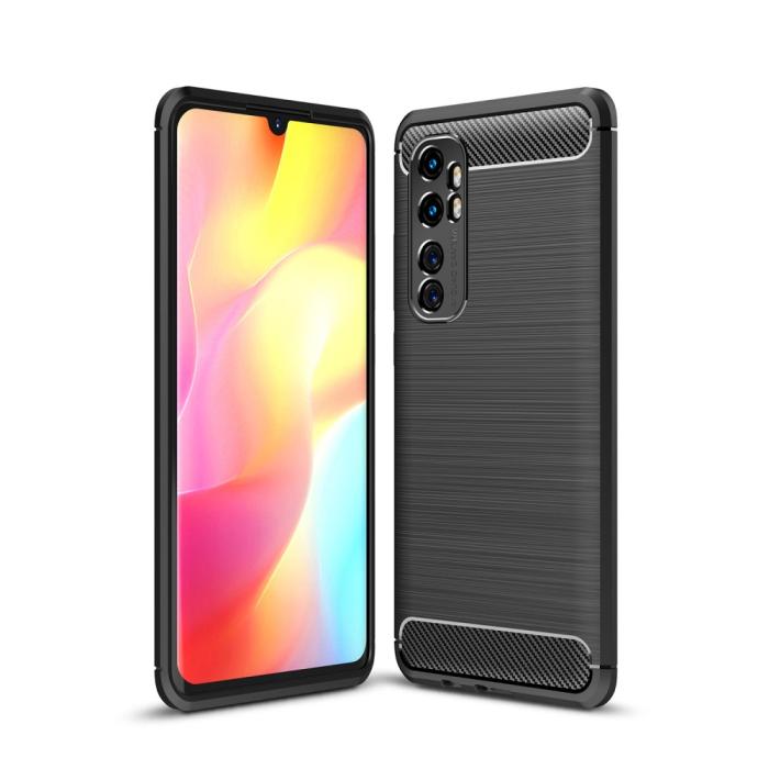 Bild 1, Xiaomi Mi Note 10 Lite - Borstad Stål Textur Skal - Svart