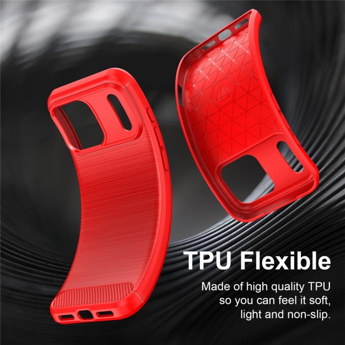 Bild 5, iPhone 18 Pro / 17 Pro Skal TPU Kolfiber Textur Röd