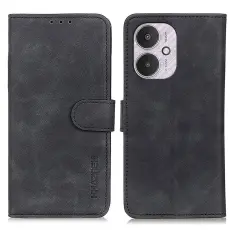 KHAZNEH Xiaomi Redmi 13C 4G Fodral Retro L&auml;der Svart