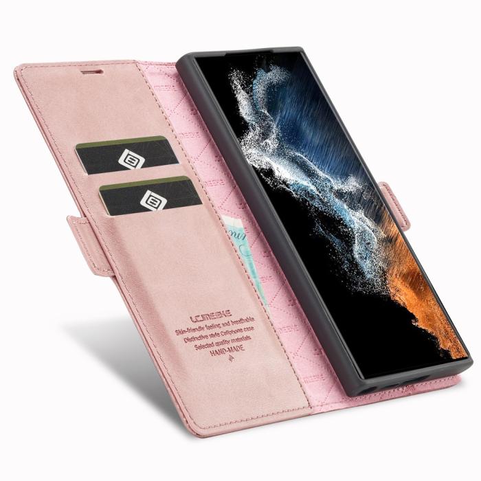 Bild 2, LC.IMEEKE Galaxy S23 Ultra Fodral Flip Läder Roséguld