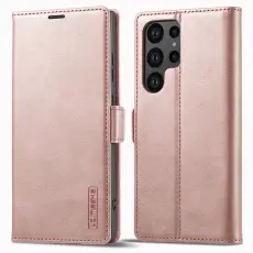 LC.IMEEKE Galaxy S23 Ultra Fodral Flip Läder Roséguld