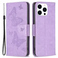 iPhone 16 Pro Max Fodral Med Fj&auml;ril Tryck Lila