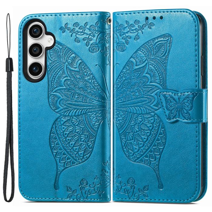 Bild 1, Samsung Galaxy S23 FE Fodral Fjäril Tryck Blå