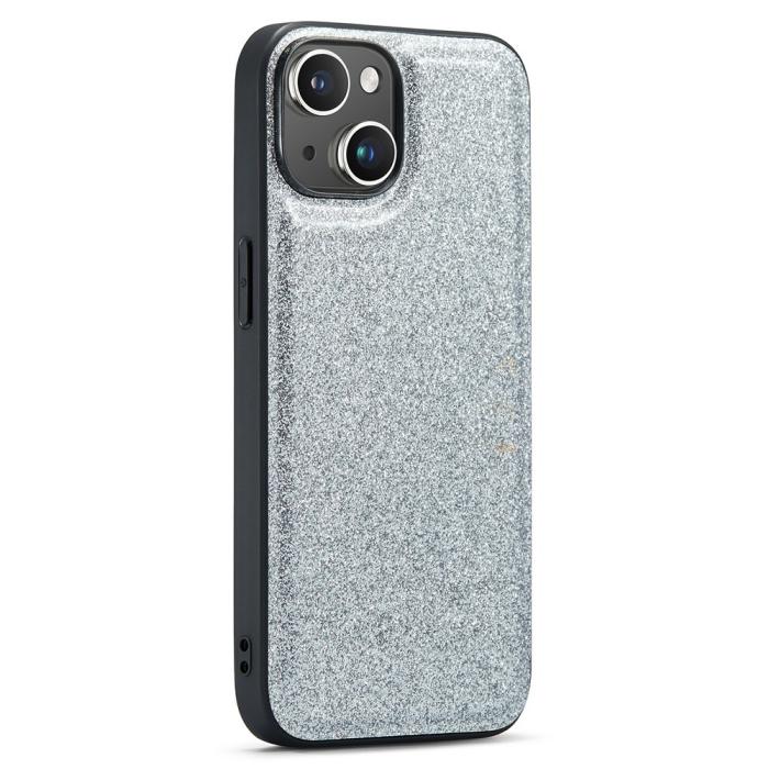 Bild 1, DG.MING iPhone 15 Plus Skal Läder Glitter Silver