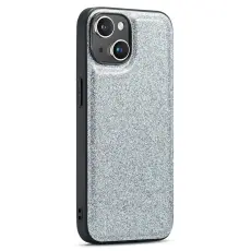 DG.MING iPhone 15 Plus Skal L&auml;der Glitter Silver