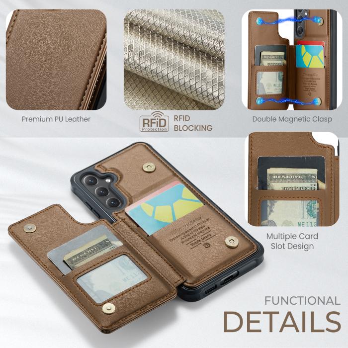 Bild 2, CASEME Samsung Galaxy S26 Skal RFID Kickstand Brun