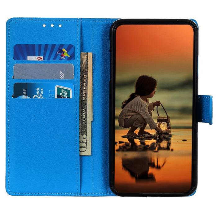 Bild 3, Motorola Moto G04 4G/G24 4G Litchi Läder Fodral Blå