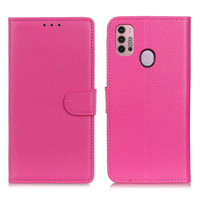 Bild 1, Motorola Moto G10/G20/G30 - Litchi Textur Fodral - Rosa
