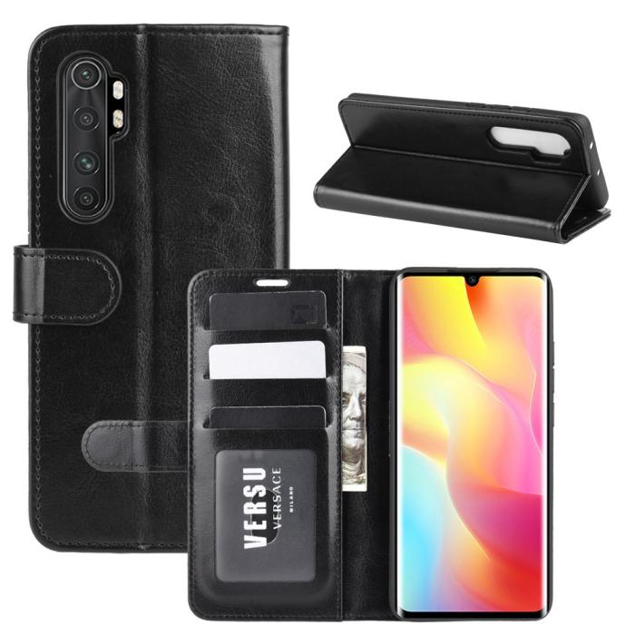 Bild 1, Xiaomi Mi Note 10 Lite - Crazy Horse Plånboksfodral - Svart