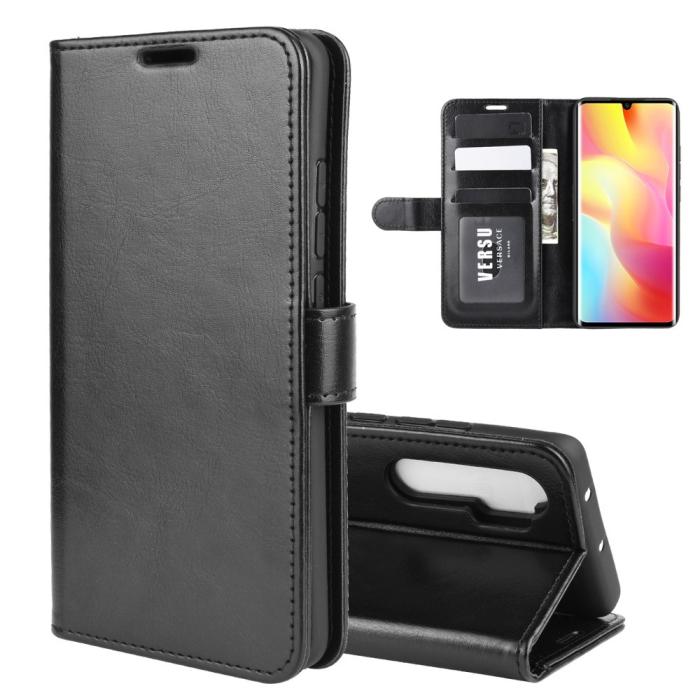 Bild 2, Xiaomi Mi Note 10 Lite - Crazy Horse Plånboksfodral - Svart