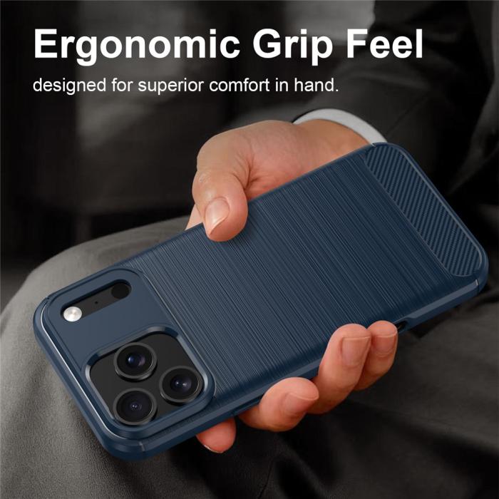 Bild 2, iPhone 18 Pro / 17 Pro Skal TPU Kolfiber Textur Blå
