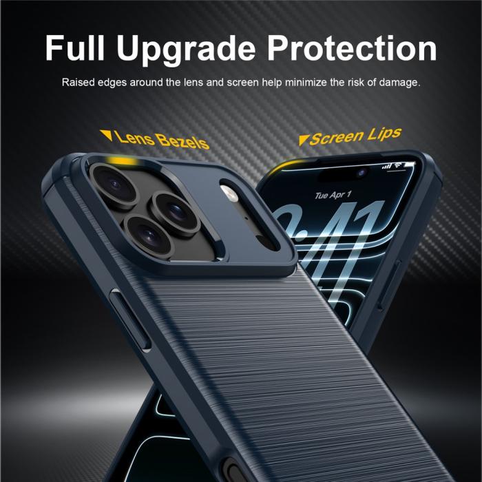 Bild 3, iPhone 18 Pro / 17 Pro Skal TPU Kolfiber Textur Blå