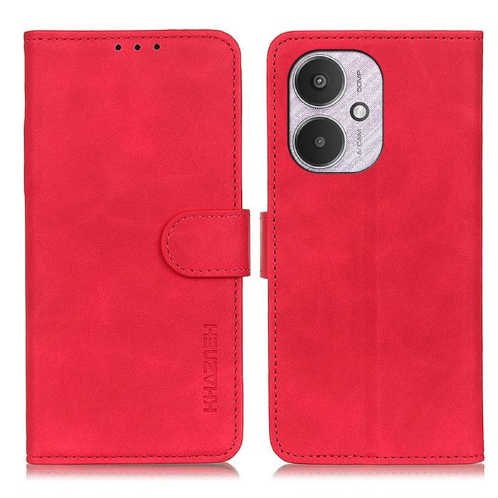 Bild 1, KHAZNEH Xiaomi Redmi 13C 4G Fodral Retro Läder Röd