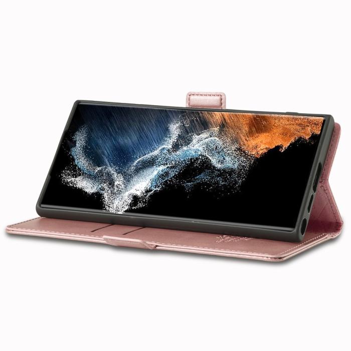 Bild 3, LC.IMEEKE Galaxy S23 Ultra Fodral Flip Läder Roséguld