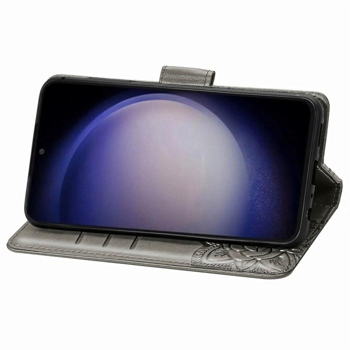 Bild 3, Samsung Galaxy S23 FE Fodral Fjäril Tryck Grå