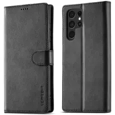 LC.IMEEKE Samsung Galaxy S25 Ultra Fodral L&auml;der Svart