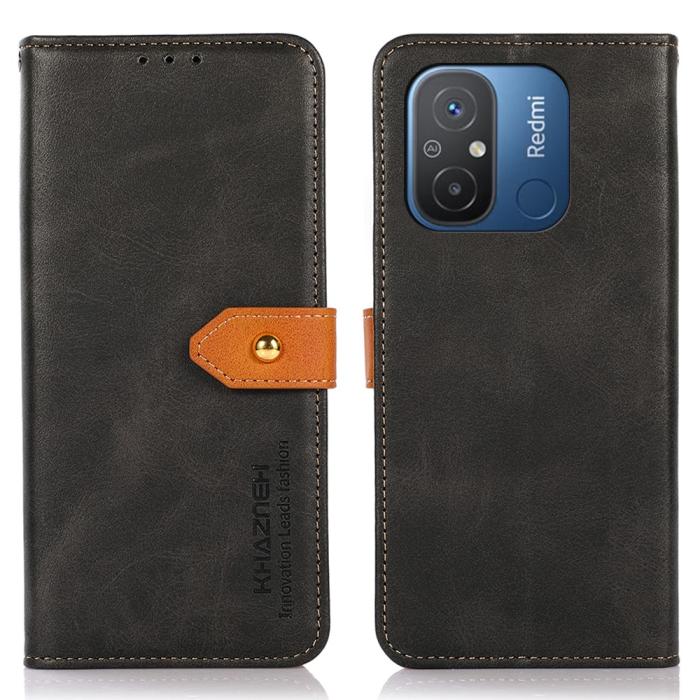 Bild 1, KHAZNEH Xiaomi Redmi 12C 4G Fodral Dual-Color Läder Svart